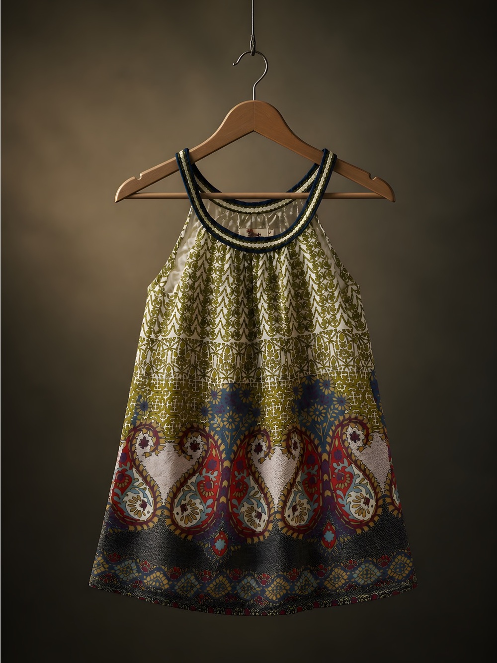 Aryeh Olive Multicolor Halter Tank Top